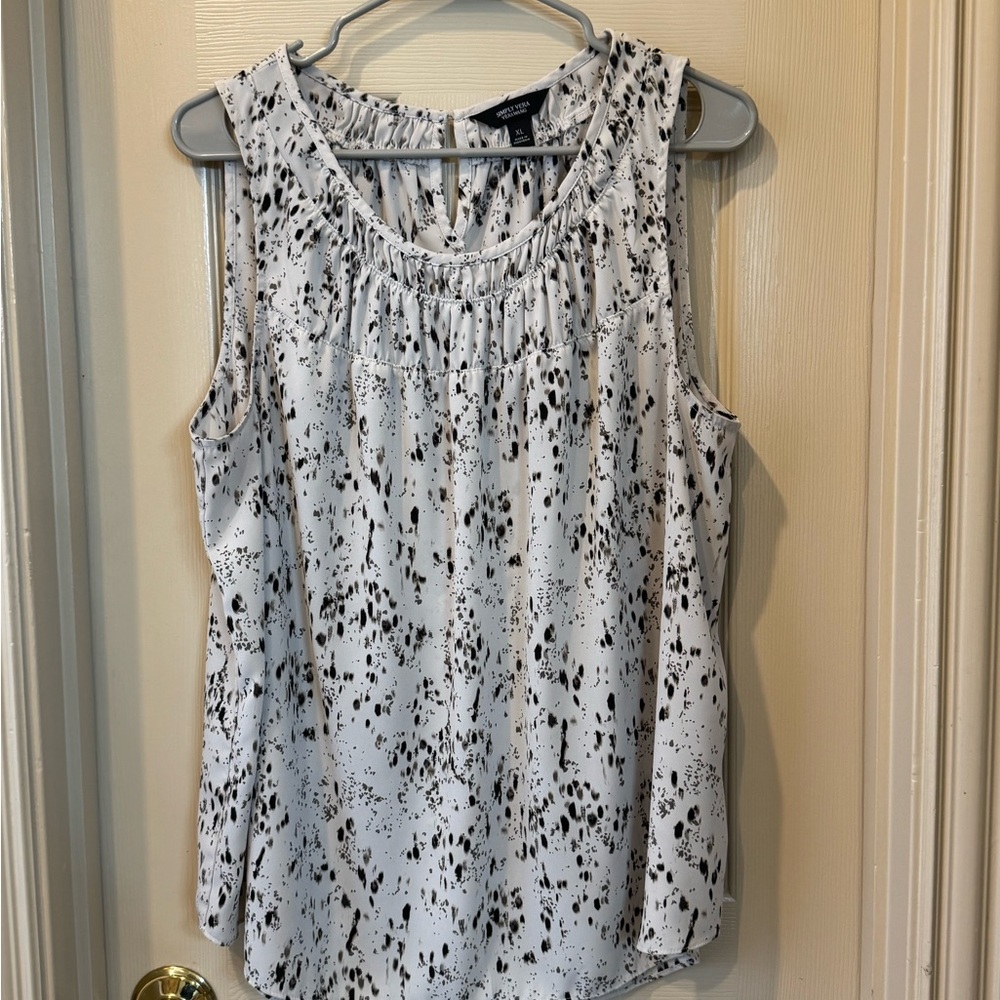 Simply Vera Vera Wang Black and taupe Ruched Tank Top